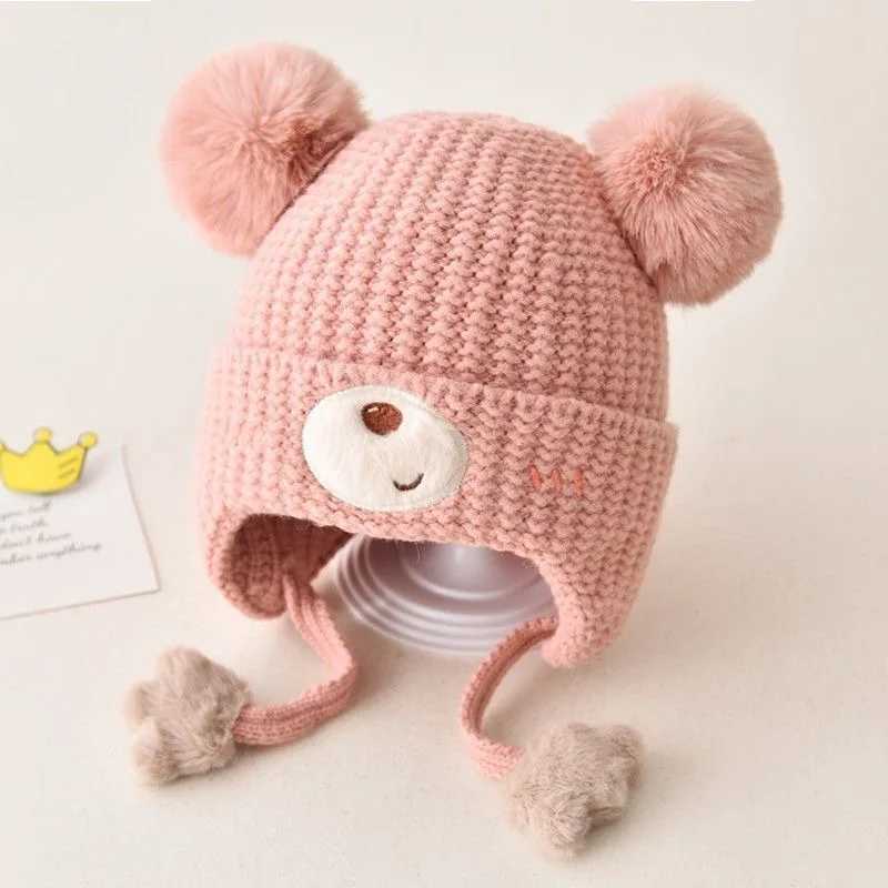 Baby Hat Autumn/Winter Cute Childrens Wool Hat Mens and Womens Baby Hats Ear Hoods Cotton Hat Windproof Boy W241213