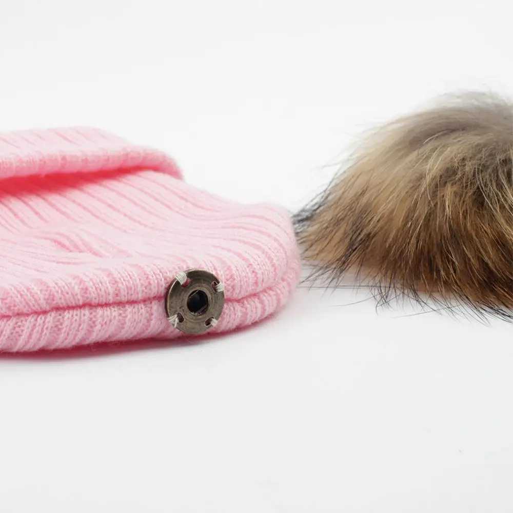 Autumn and Winter Newborn Baby Beanie Hat with Real Fur Pompom Children Beanies Crochet Kids Knitted Hats Baby Boy Accessories W241213
