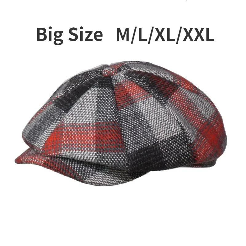 2024 Large Wool Beret Mens Octagonal Hat Womens Spring and Autumn Winter Dad Felt Ivy s M L XL 241210