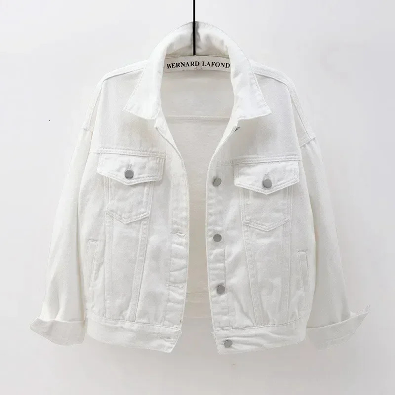 Womens denim jacket spring and autumn short shirt pink casual top purple yellow white loose womens coat 241211