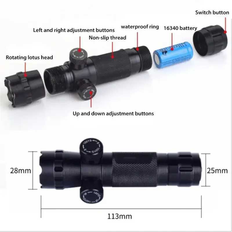 Tactical Hunting Laser Pointer Sight 532nm Green/Red Dot Rif Undearrel Mount Compact Scope Adjustab Up Down ft RightXJ241214