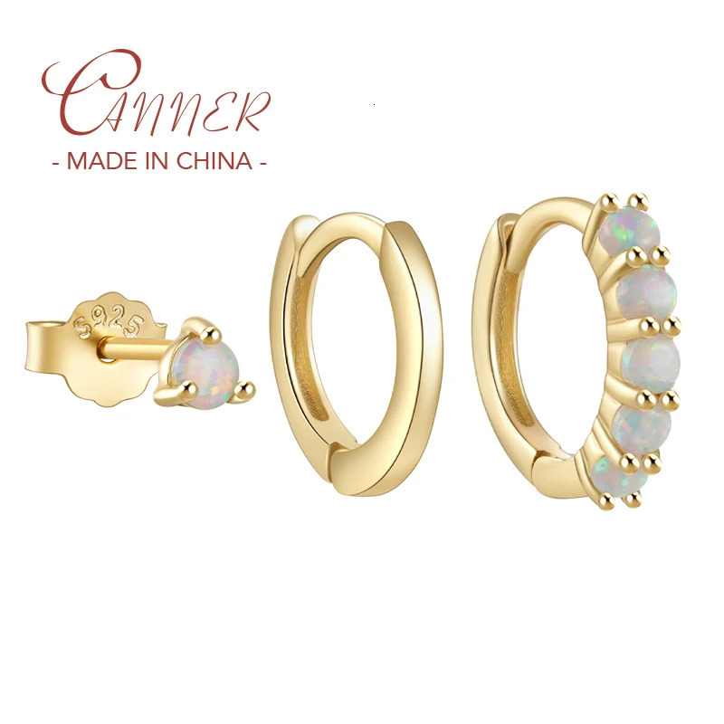 CANNER 3pcs S925 Sterling Silver Shiny Opal Stud Earrings Set for Women Wedding Jewelry Gift Brincos Pendientes oorbellen 241214