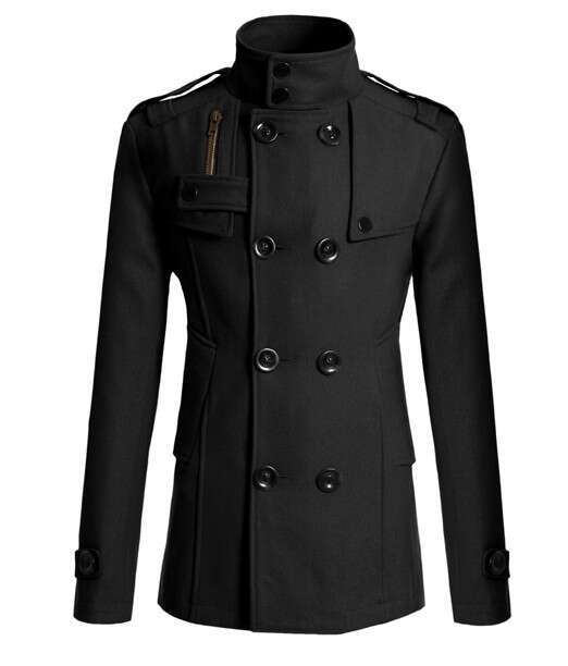 New For Foreign Trade, Slim Fit Mid To Long Woolen Windbreaker, Men's Coat