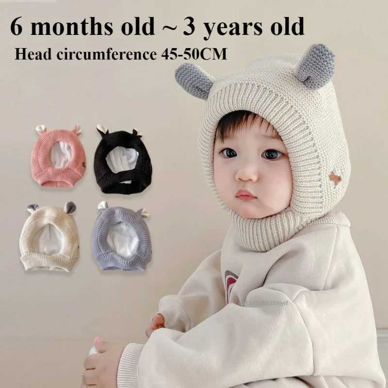 Winter childrens warm baby knitted hats childrens knitted hats with ears solid color childrens hats suitable accessories for boys and girls W241213