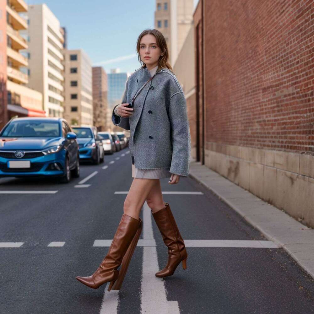 Double Breasted Solid Color Woolen Coat For European And American Foreign Trade, Casual Temperament, British Style Versatile Top, Fashionable Quality,