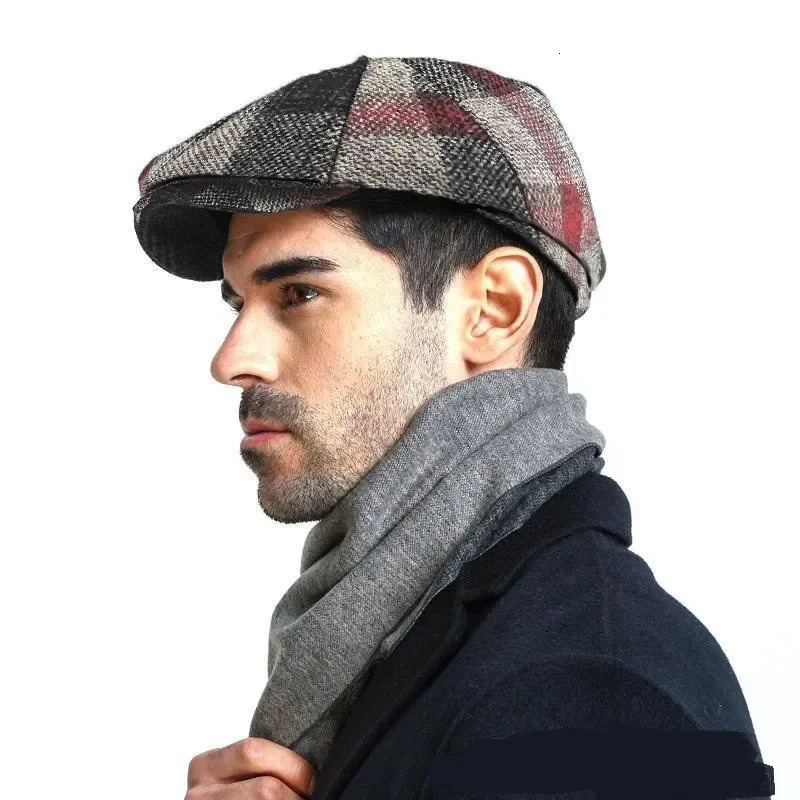 2024 Large Wool Beret Mens Octagonal Hat Womens Spring and Autumn Winter Dad Felt Ivy s M L XL 241210