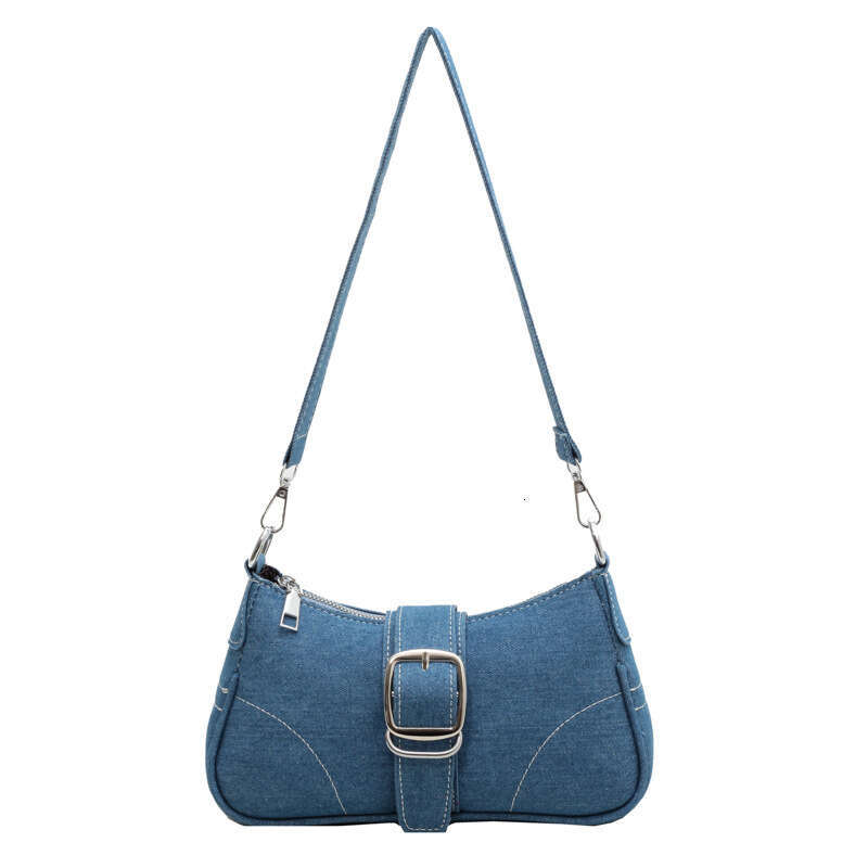 Advanced Denim Small For Women, New European And American Style Fashionable Single Shoulder Crossbody Bag, Chain Armpit Baguette Bag
