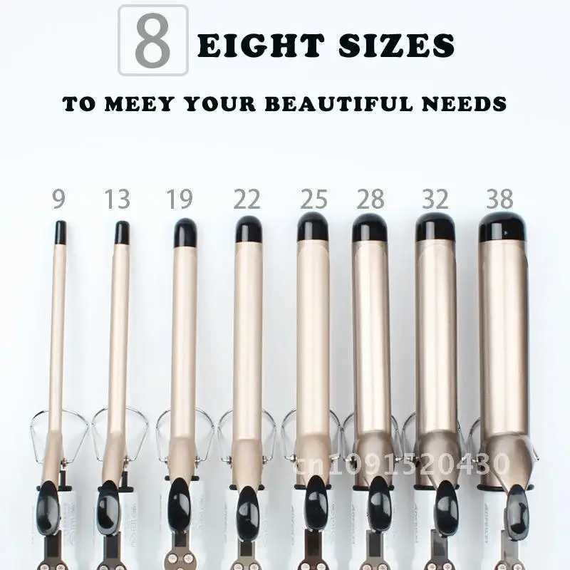 Temperature Setting Electric Hair Curler Straightener With Curling Tong Wand 9-38mm Professional Hair Curling Iron LCD Screen W241214