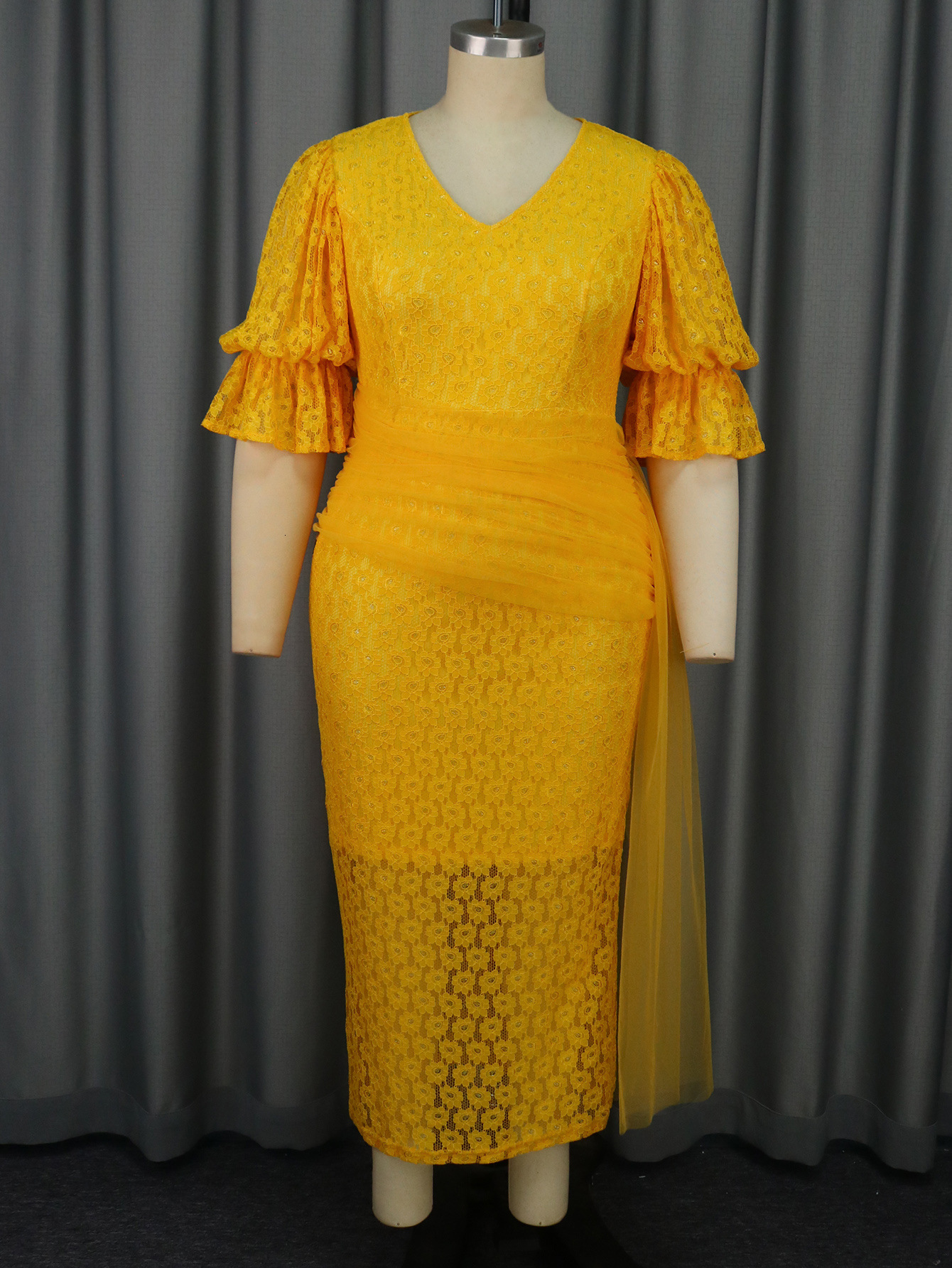 Large Yellow Designer Mermaid Ball Lightweight Dress Special Occasion Lace Sequin Evening Dress Party Birthday Engagement Dress Dress
