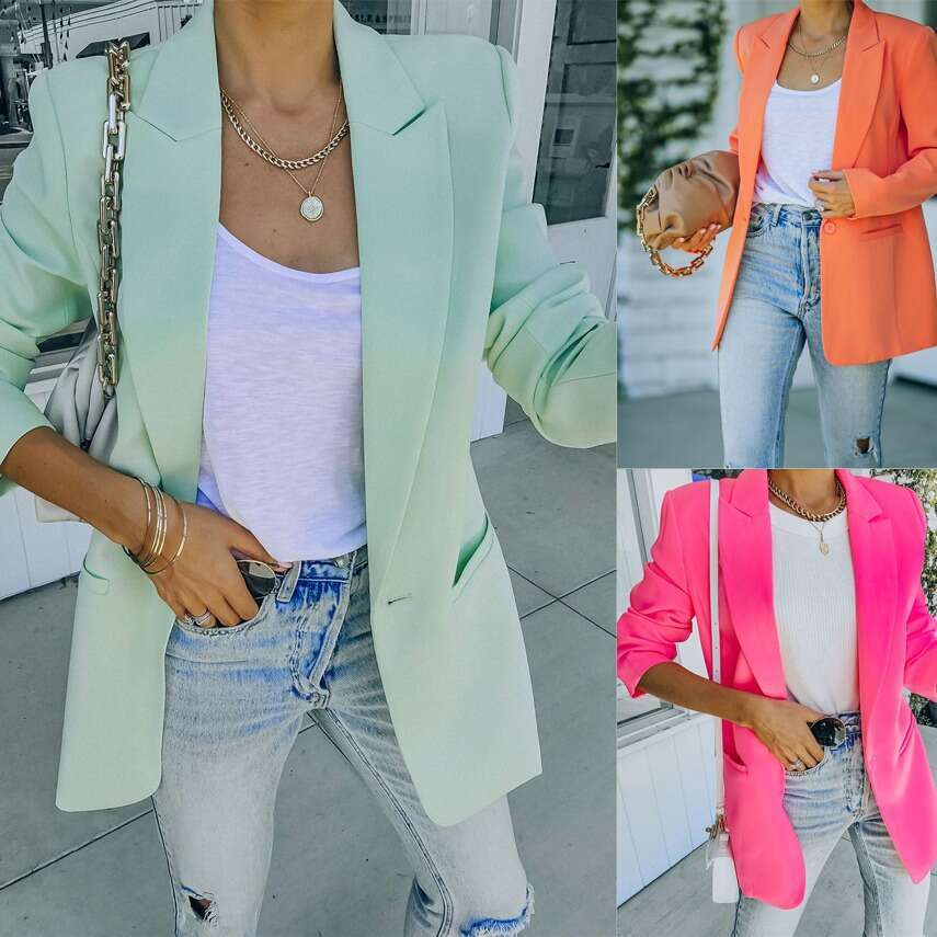 European American Foreign Trade New Spring And Autumn Long Sleeved Small Suit, OL Temperament, Professional Slim Fit Top, Jacket, Fashionable Quality,