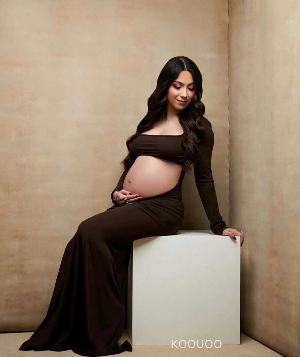 Materni Dresses For Photoshoot Sexy Cut Out Front Open Backless Maxi Dress Wedding Par Photography Pregnant Women ClothesXJ241213