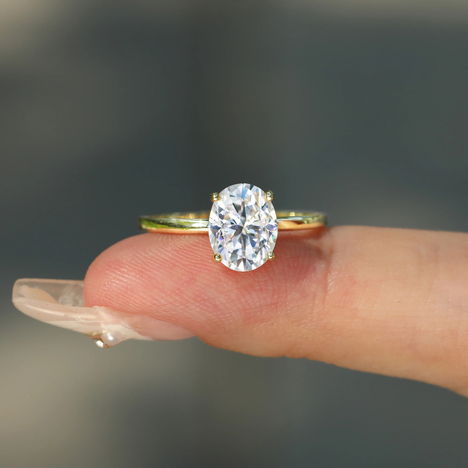 Simple 1ct 2ct 3ct Ring 925 Sterling Silver Ring For Women Oval Cut Solitaire Gold Plated Jewelry with Certificates 241214
