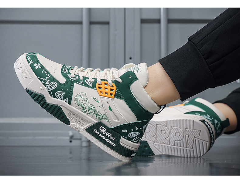 Men's High-Top Casual Sneakers Black, Green, Deep Blue hot | Fashion Trend Sports Board Shoes