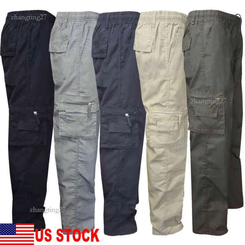 Mens Tactical Hiking Belted Cargo Pants Skinny Slim Fit 7 Pockets Pants Trousers H1223