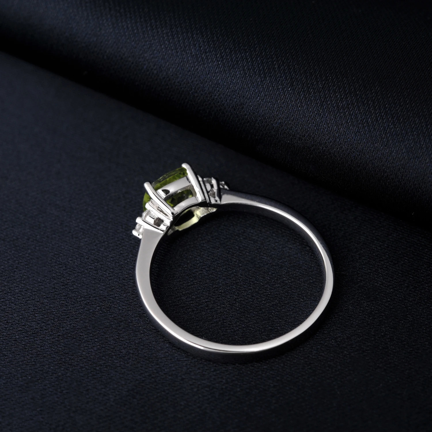 Potiy 1.1ct Genuine Natural Peridot 925 Sterling Silver Solitaire Ring for Woman Fashion Gemstone Fine Jewelry Wedding 241214