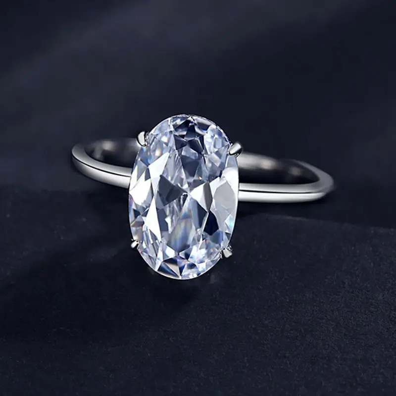925 sterling silver ring for women simple and 5- oval simulated diamond plated platinum wedding jewelry 241214