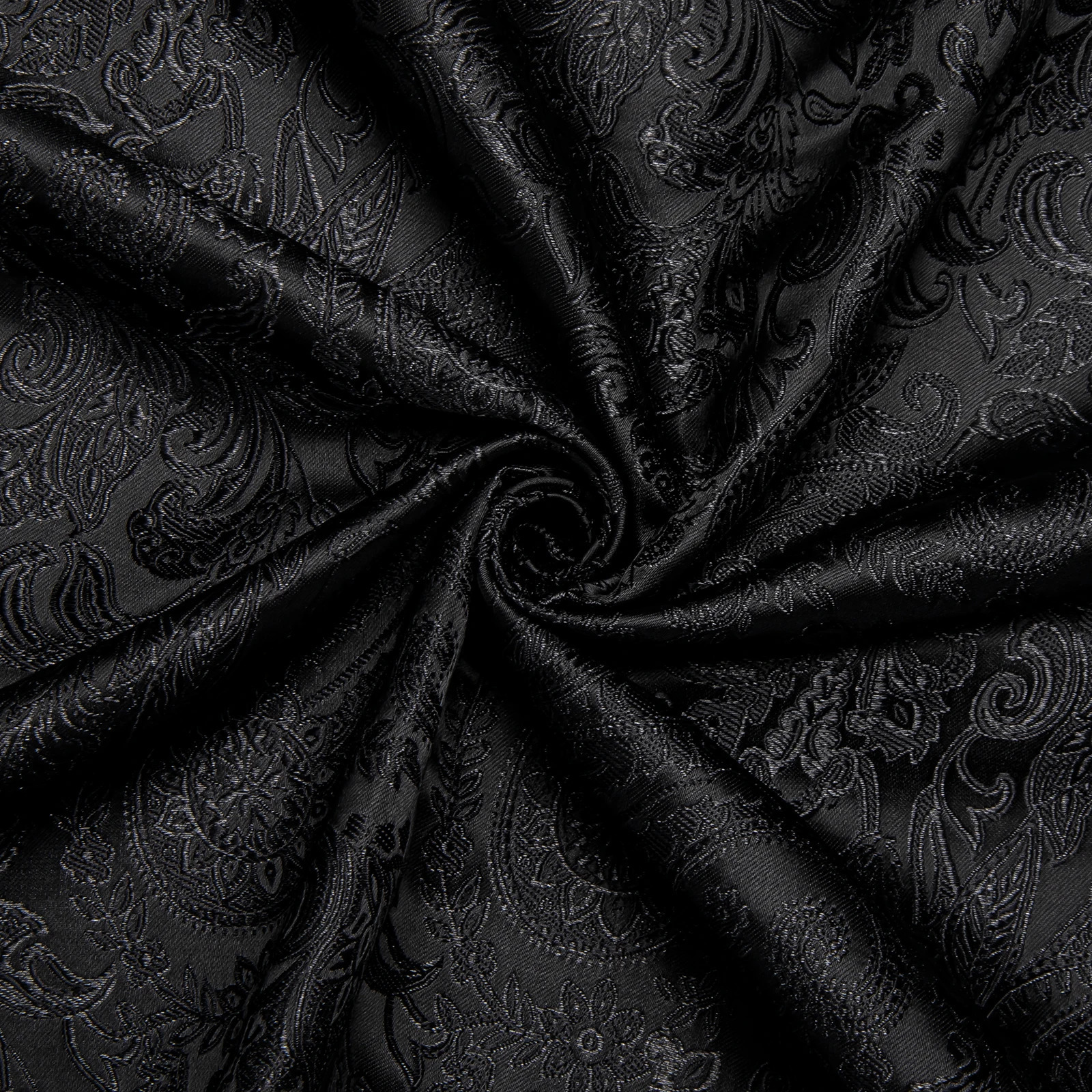 DiBanGu Silk Polyester Dress Shirts for Men Black Solid Paisley Red Silver Long Sleeve Turn Down Collar Prom Social Mens Shirt 241213