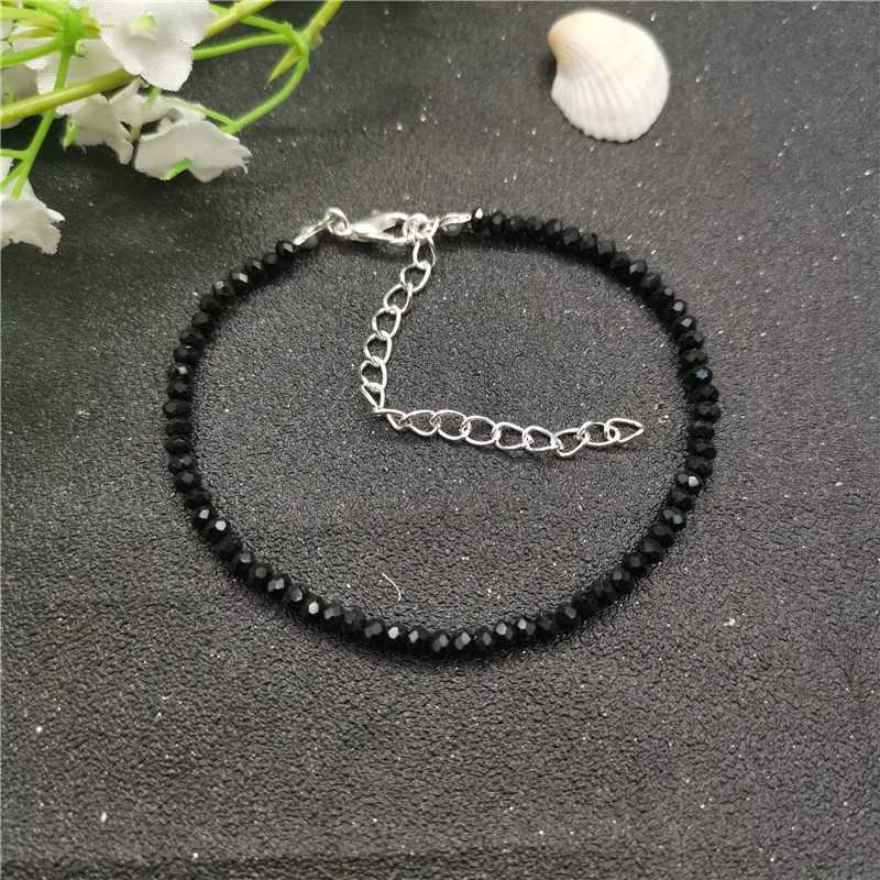 JCYMONG New Fashion 3mm Black Glass Beads Charm Bracelet For Women 2022 Bohemian Gold Silver Color Link Chain Bracelet JewelryXJ241214