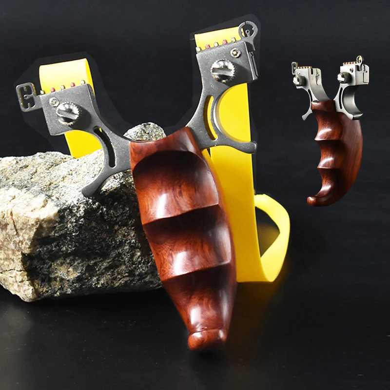New Arrival Stainless steel slingshot with solid wood grip beginner assisted aiming slingshot adult shooting toy outdoor hunting tool Z241214