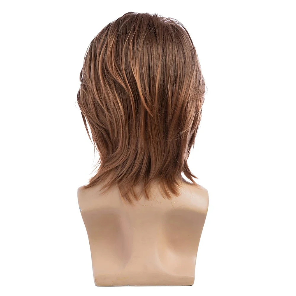 HAIRJOY Men Brown Wig Short Straight Synthetic Hair Halloween Cosplay Costume Party Wigs 241213