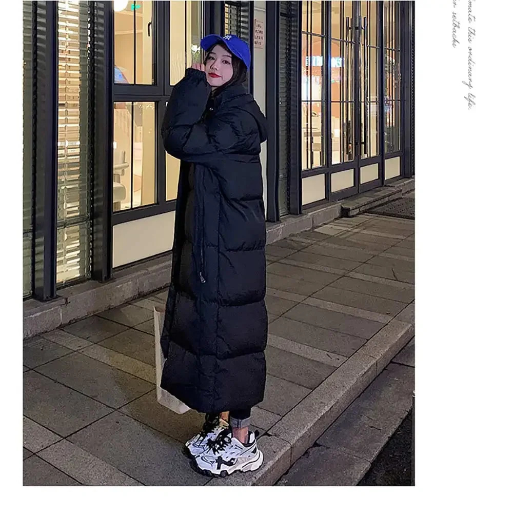 Tops Coats solid color long straight winter jacket casual womens Parkas clothing hooded fashion 241212
