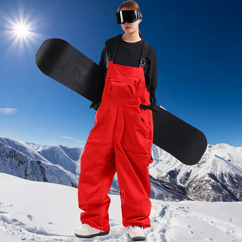 Ski Pants Women Men 2025 Outdoor Skiing Overalls Warm Snowboard Pant Couple Winter Windproof Clothes One-Piece Snow Trousers 241213