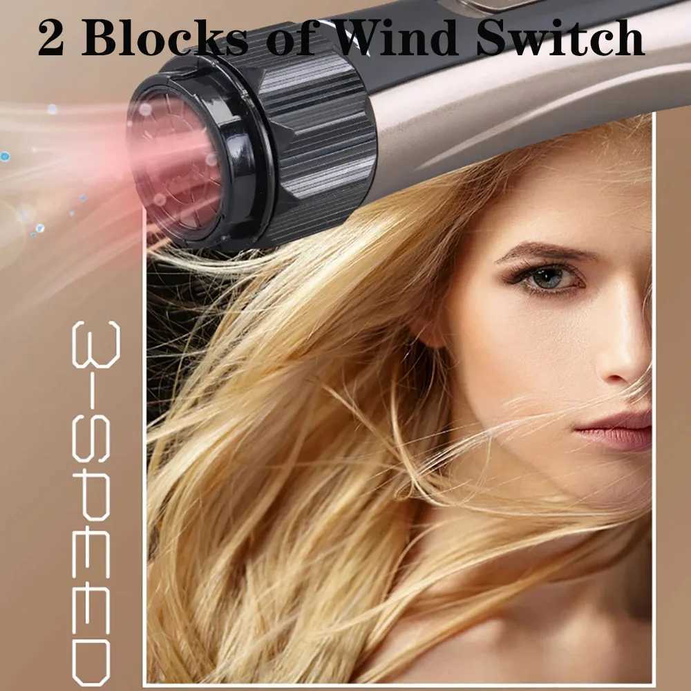 Automatic rotating hair removal brush electric hair dryer hot air direct current hair curler one-step 2-gear blower replaceable with 2 heads W241214