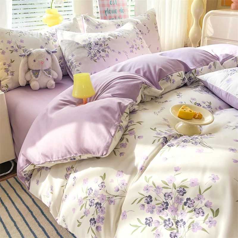 Pink Floral Duvet Cover Cotton Comforter Cover Set Girls Sheet case Soft No Filling Warm Bed Linen Twin Full Size Bedding Z241214