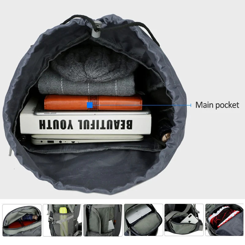 75L Camping Backpack Travel Sport Bag With Rain Cover Climbing Mountaineering Trekking Outdoor Rucksack Hiking Bag Shoulder Men 241214