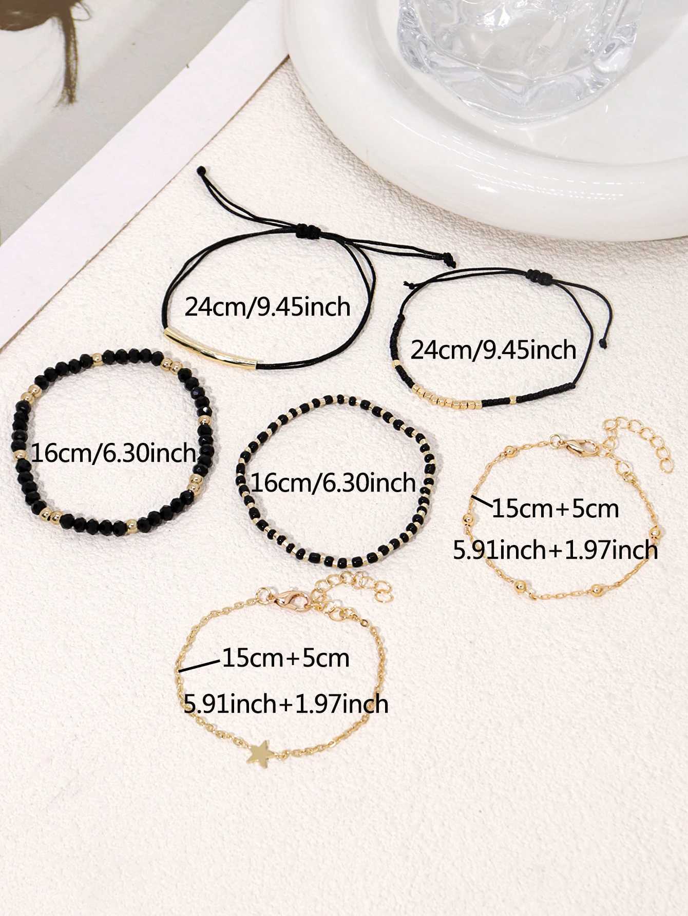 Simple Bracelet Beads Handmade Black Glass Stone Bracelets For Women Boho La Jewelry Party Vacation Jewelry AccoriesXJ241214