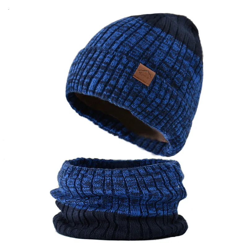 Mens winter hat zipper hat scarf set plush velvet lining womens thick hat warm Beanie hat Balaclav knitted hat 241205