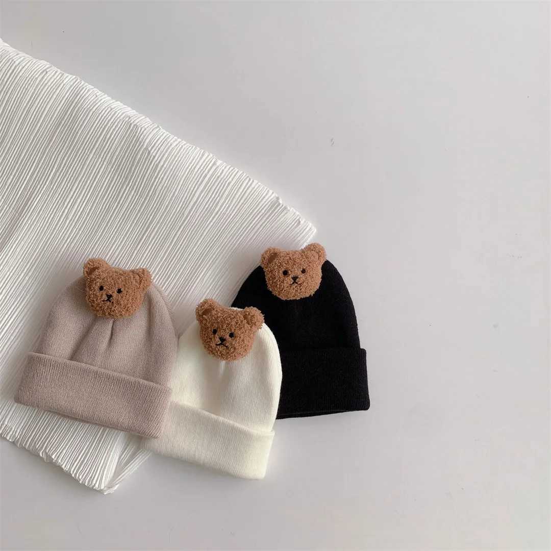 Bear Baby Knitted Hat Warm Baby Bear Boys and Girls Soft and Comfortable Toddler Hat in Autumn W241213