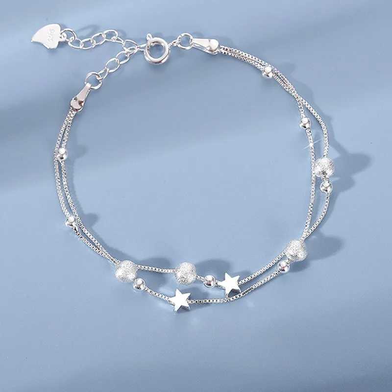 Luxury 925 Sterling Silver Star Beaded Bracelets For Women Original Designer Double Layered Adjustable Bracelet Party JewelryXJ241214