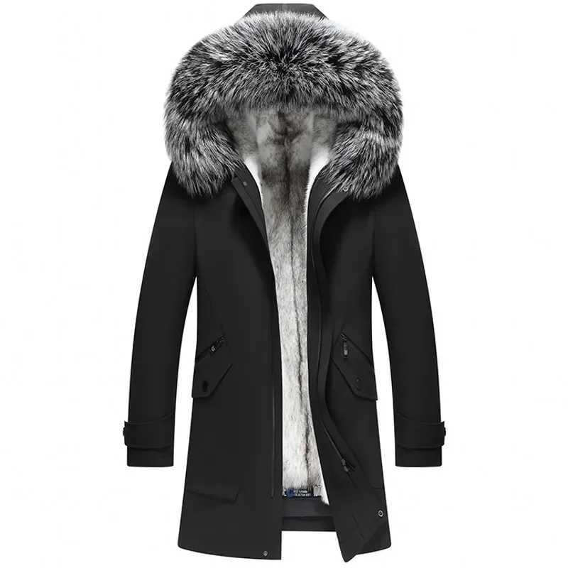 2024 Winter Mens Fur Coat Hooded Fox Fur Collar Parka Male Warm Thick Cross Mink Fur Liner Parka Plus Size 5XL Jackets Gmm654 W241213