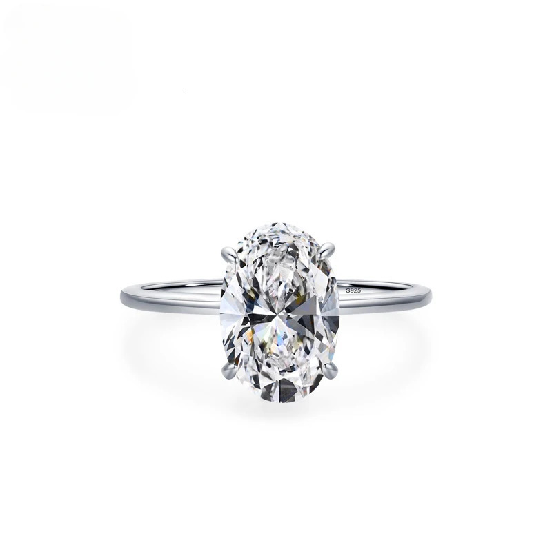 925 sterling silver ring for women simple and 5- oval simulated diamond plated platinum wedding jewelry 241214