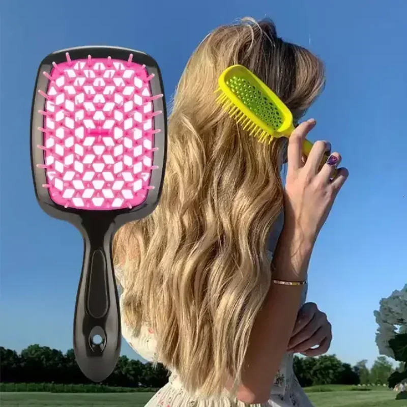 Tangled Hair Comb Detangling Hair Brush Massage Combs Hollow Out Wet Curly Hair Brushes Barber Comb Salon Styling Tools 241213