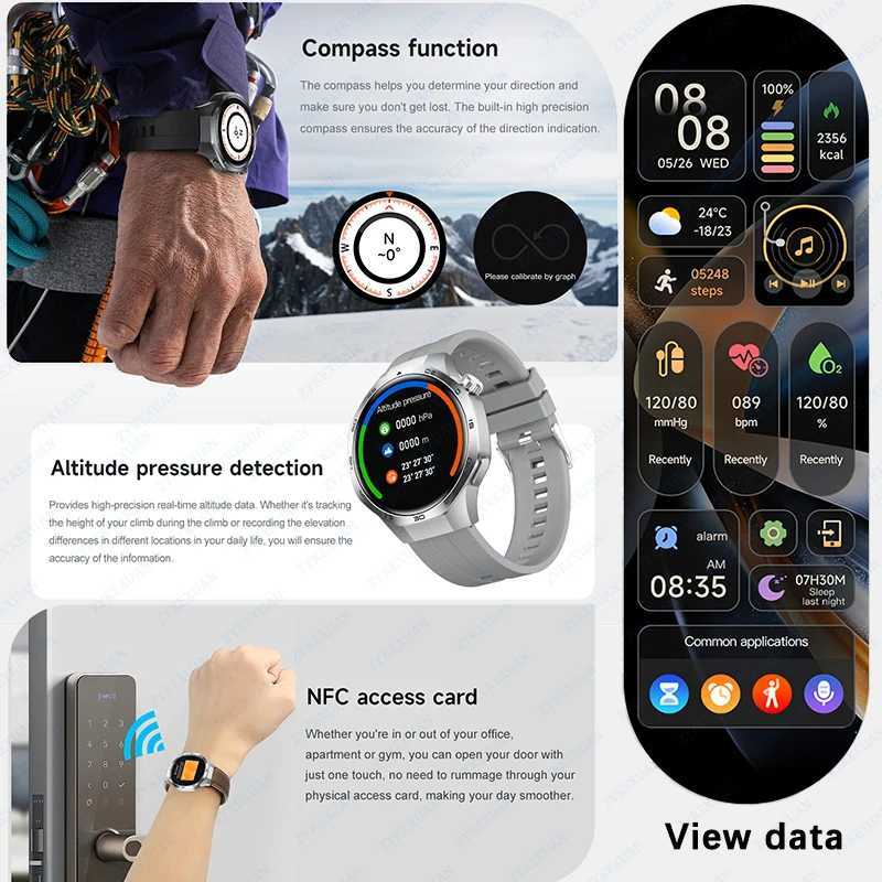 High Quality Watch GT Series 5 Pro GPS Smart Watch Men HD BT Call NFC Heart Rate Waterproof Compass Smart Watch Women For Android iOS O241213