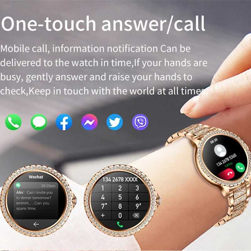 High Quality New Fashion Womens BT Calling Smart Watch 1.32-inch AMOLED 360 * 360 HD Screen Sports Fitness Womens Smart Watch Diamond Band O241213