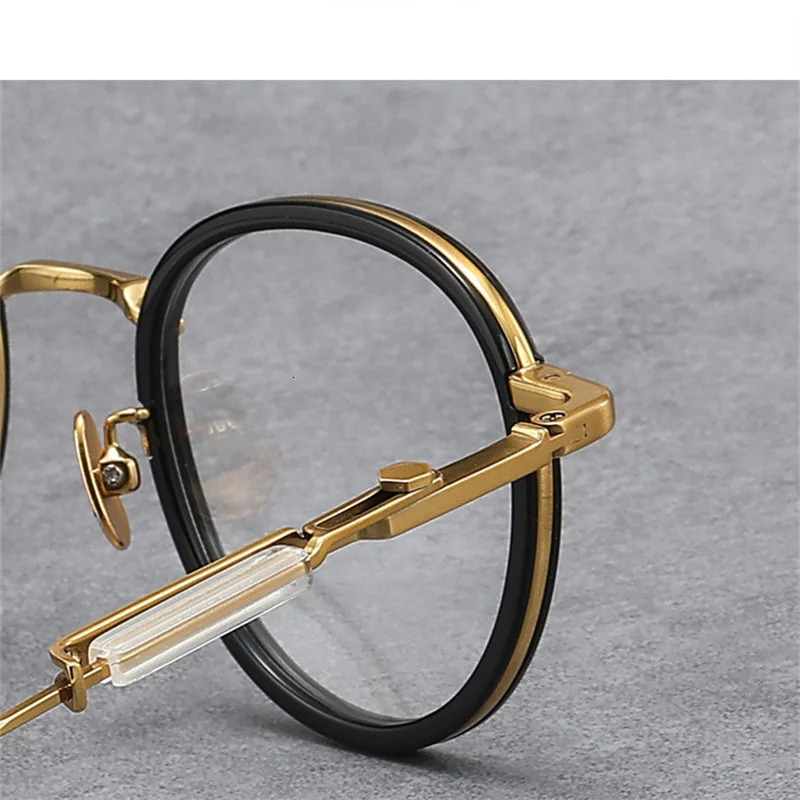 Retro Round Handmade Men Eyewear Women Eyeglasses Gafas Optical Reading Adjustable Legs MUIHOLLAND Glasses Frame 241213