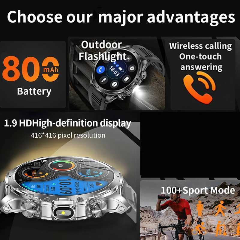 High Quality Mens smartwatch one click BT call 1.85-inch high-definition screen resolution 360 * 360 smart call watch O241213