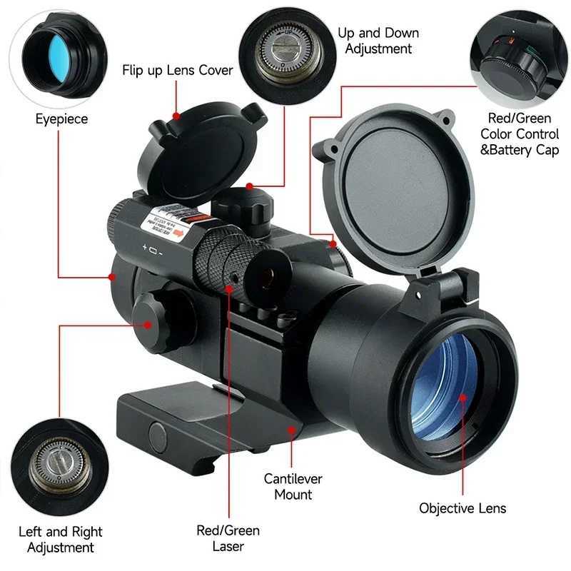 Red/Green Dot Sight with Laser Tactical Optics Rifscope Adjustab Brightn Outdoor Sport Hunting Airsoft Sight ScopeXJ241214