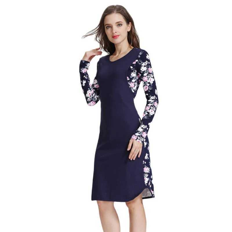 Autumn Winter Materni Dress Long Sleeve Stretch Cotton Breastfeeding Dress Printing Long Sleeve Lactation Nursing DressesXJ241213