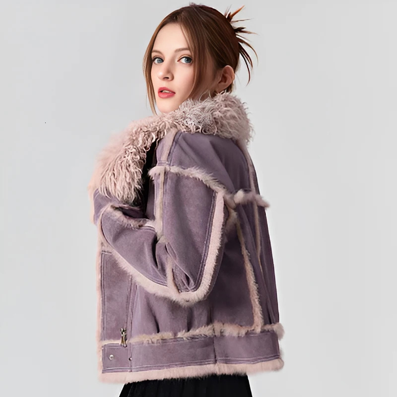 2014 Spring Womens Retro Short Artificial Leather Coat Clothing Motorcycle Zipper Sheepskin Jacket Long Sleeve Collar 241210
