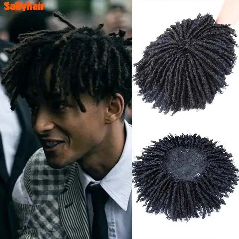 6inch Dreadlocks Hair Topper Guleless Wig Synthetic Hair Toupee Headband Gradient Conical Clips in Hairpiece For Men Women 241213