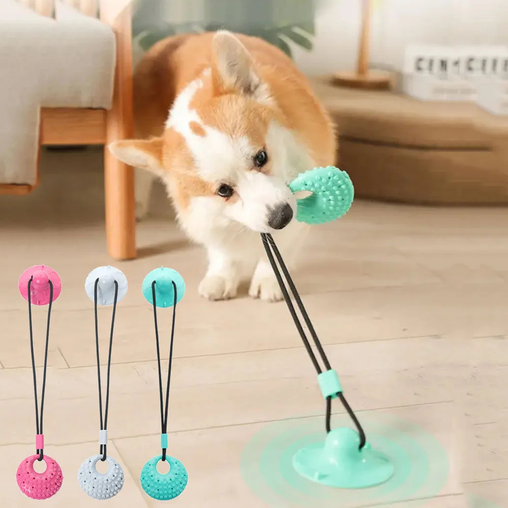 Suction Cup Dog Chew Toy Interactive Rope Tug War Ball Boredom Puppy Pet Toys for Teeth Cleaning and Food Dispensing 241213