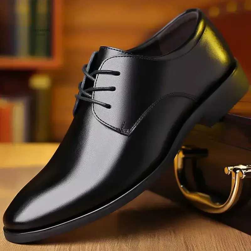 Leather Shoes for Men Formal Dress Wedding Flats British Style Casual Oxfords Non Slip Office Work Designer ShoesC241213