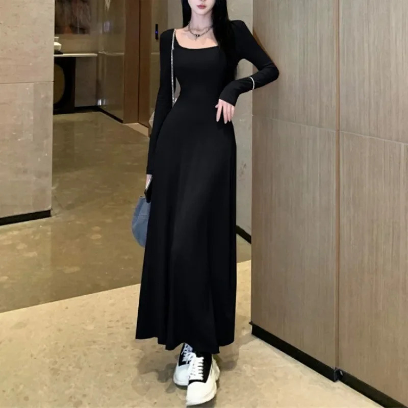 Elegant and graceful womens long sleeved knitted dress highend feeling for weight loss waist suitable autumn French dresses 241212