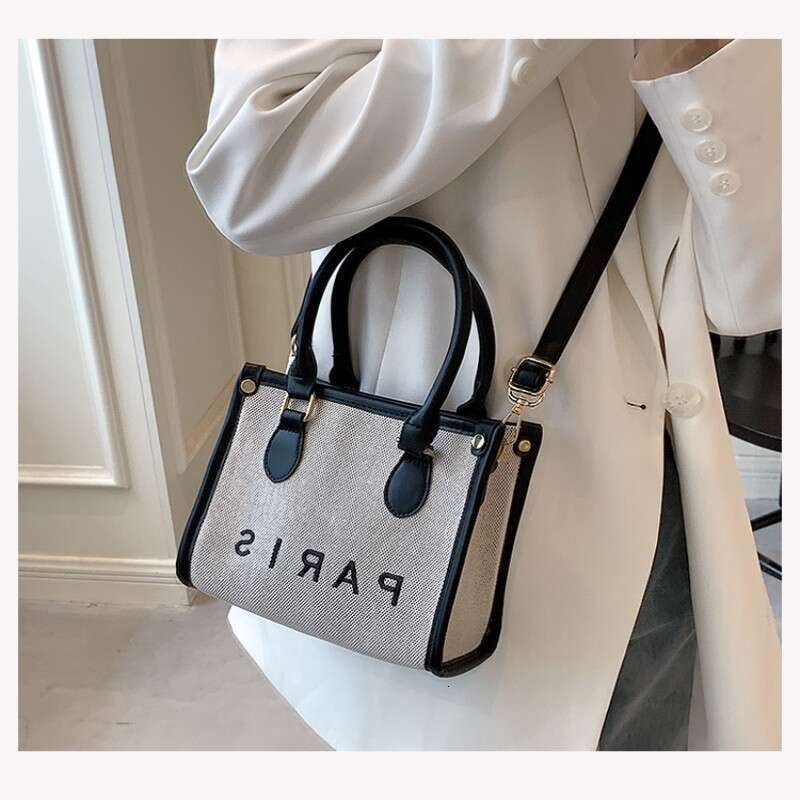 Large Capacity Handbag For Women's Cross-Border Foreign Trade, New Canvas Printed Letter Fashion Trend Single Shoulder Crossbody Bag