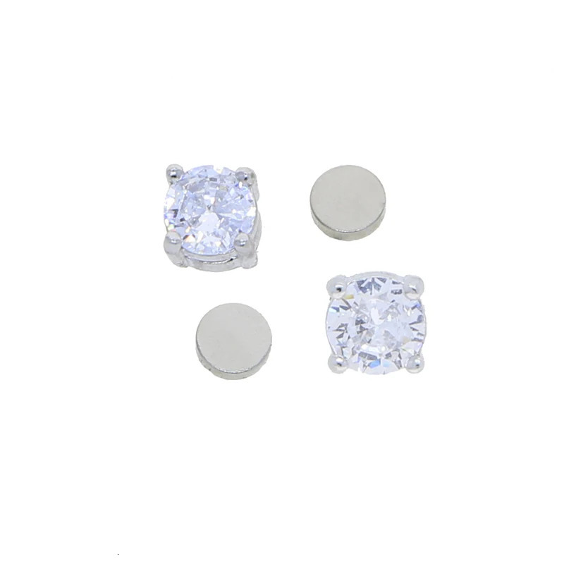 Delicate 925 Sterling Silver Men Women Shining Magnet Ear 6mm Cubic Zircon Ear Clip Non Piercing Magnetic Stud Earrings Jewelry 241213