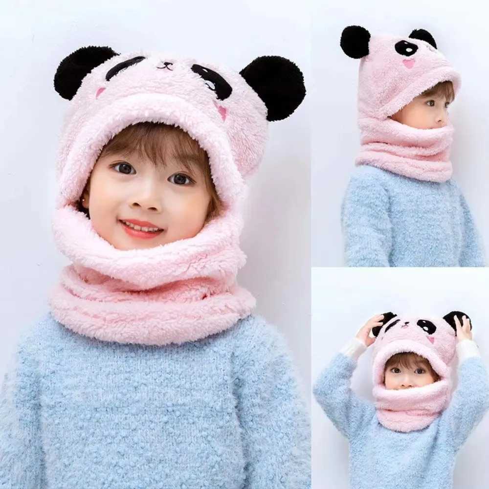 Winter Warm Wool Hat Childrens Scarf Set Cute Panda Hat Windproof Beanies Girls and Boys Christmas Gift W241213